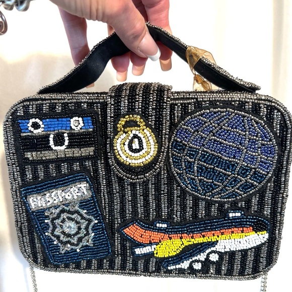 🛫🌏MADE IN INDIA Viral Beaded Travel Themed Crossbody Bag🌏🛫NWT - Picture 11 of 14
